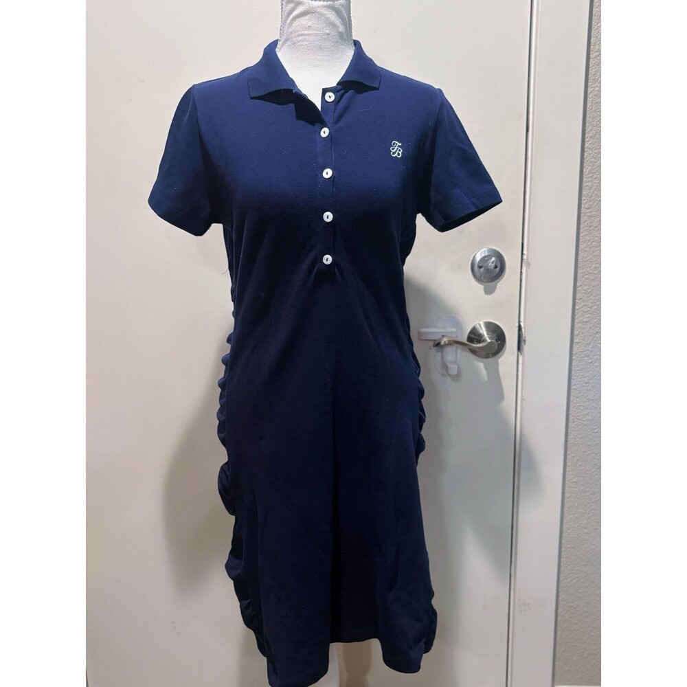 Tommy Bahama Side Shirred Collared Polo Dress Size Medium Navy Blue Short Sleeve - Picture 1 of 7